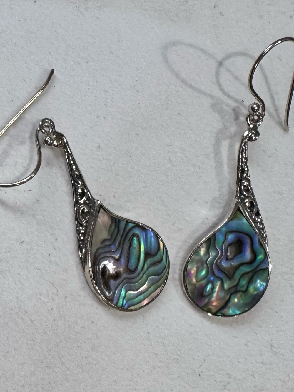 Silver earrings, mother of pear